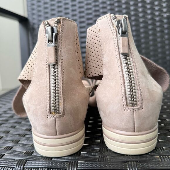 Eileen Fisher Perforated Nubuck Leather Crisscross Platform Sandals 6.5 Blush - Picture 10 of 11